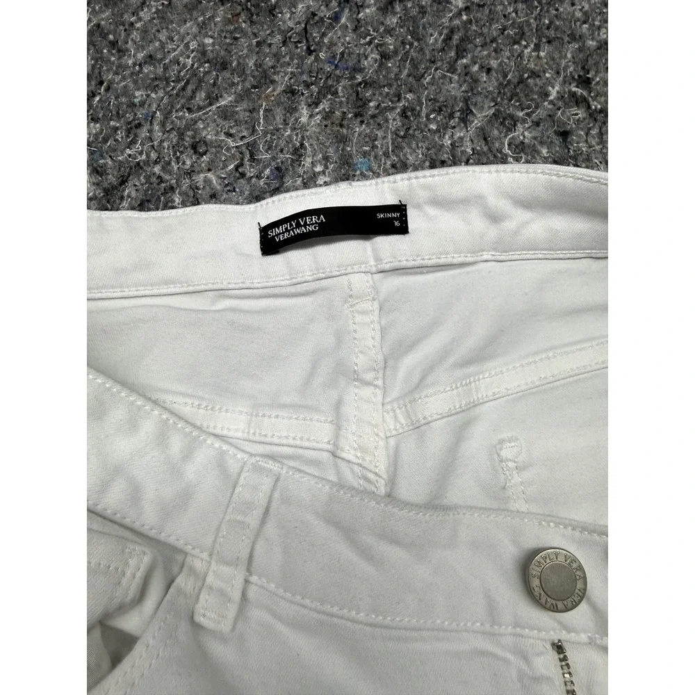 Simply Vera Vera Wang Womens Skinny Jeans‎ White Denim Size 14 Mid Rise Pants